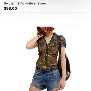 Floral Green and Brown Women's Top